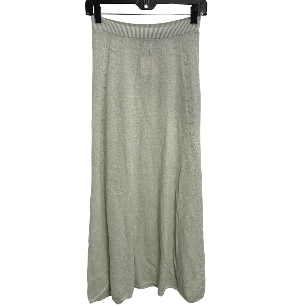 NWT Free People Floating Air Swit Maxi Skirt XS Tranquility Green Wool Knit